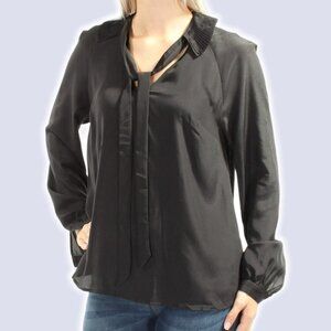 GUESS Darla Tie Neck V-Neck Blouse Sz Small